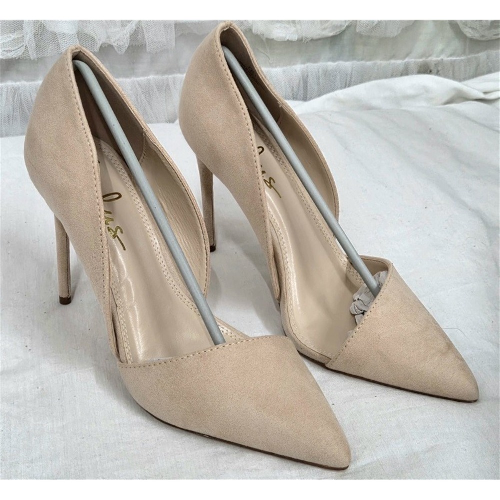 NWT Lulus Stormi D'Orsay 8 Nude Cut Out Pumps Faux Suede 130067 - Picture 7 of 9